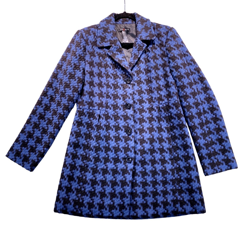Axcess Women's Blue Black Houndstooth Textured Blazer Coat‎ Size M